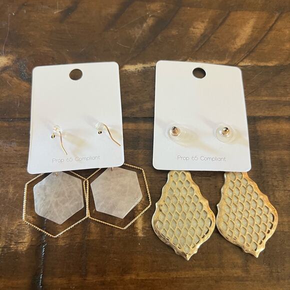 Southern Souel Drop Earrings Goldtone Geometric Fashion Earrings NEW - Picture 4 of 4